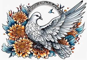 Chrysanthemum and dove tattoo idea