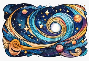 2d milky way galaxy with swirl tattoo idea