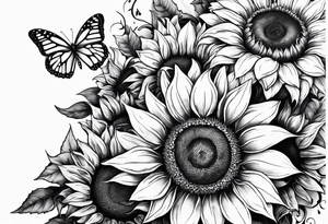 Sunflowers and butterflies tattoo idea
