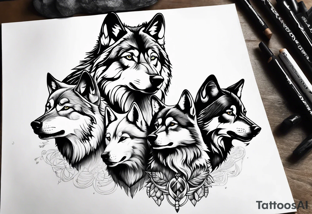 pack of Wolves tattoo idea
