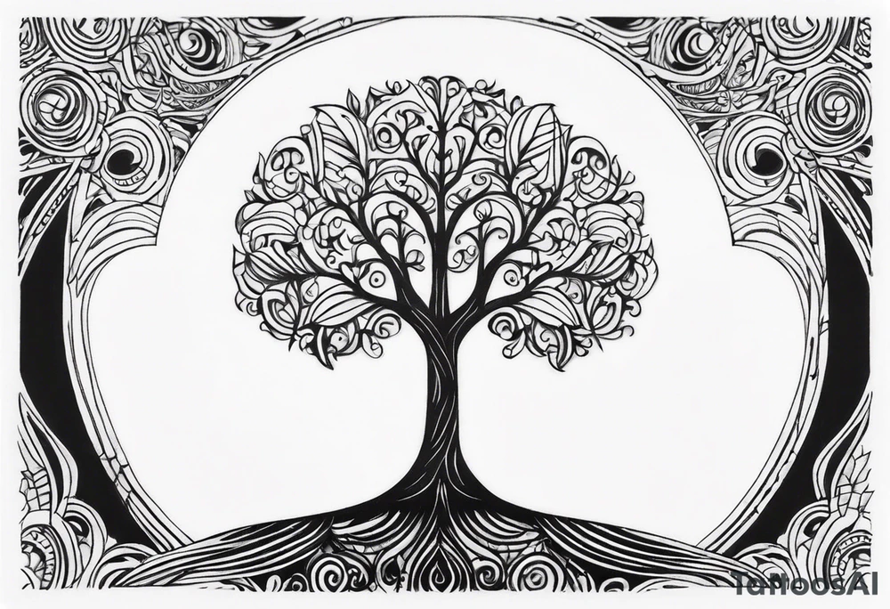 Tree with round symbol at the nottom tattoo idea