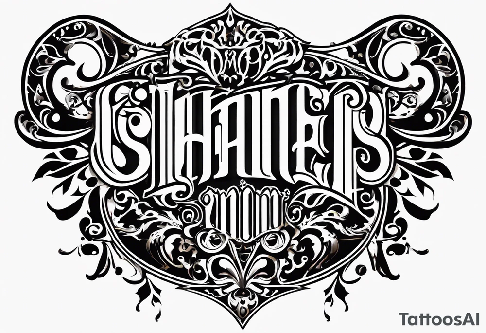 A stencil Ambigram that reads Shane’s and it also reads Brandy tattoo idea