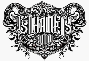 A stencil Ambigram that reads Shane’s and it also reads Brandy tattoo idea