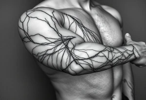 Lines that run across the veins, creating almost wound-like feel and is abstract linear. Almost paintbrush effects too. tattoo idea