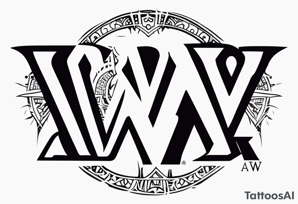 the letters A W R in the middle of a ninja headband tattoo idea