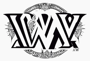 the letters A W R in the middle of a ninja headband tattoo idea