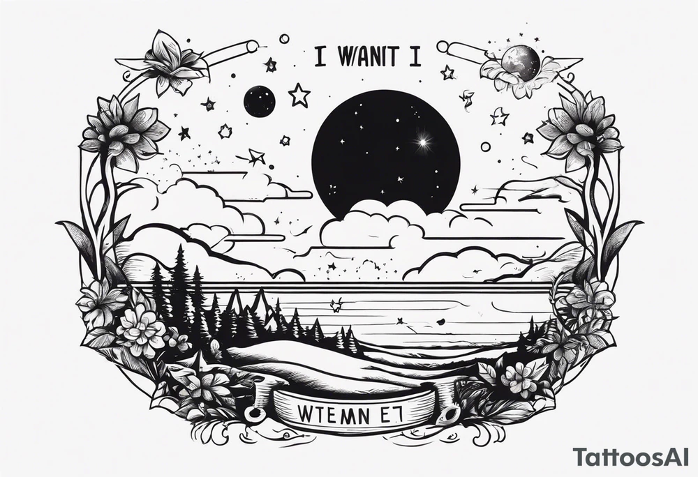 I want the name "Drew" with a space background tattoo idea