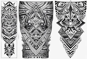 Warp tattoo above the knee, using Polynesian style tattoo idea
