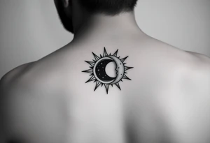celestial sun and moon embrace with constellation patterns tattoo idea