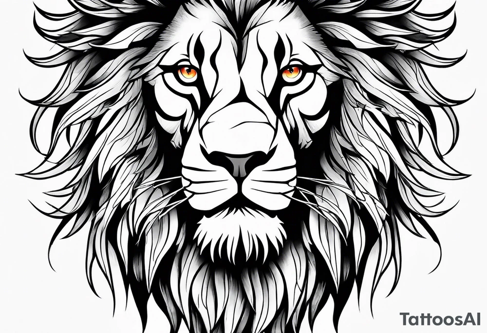 lion on fire tattoo idea