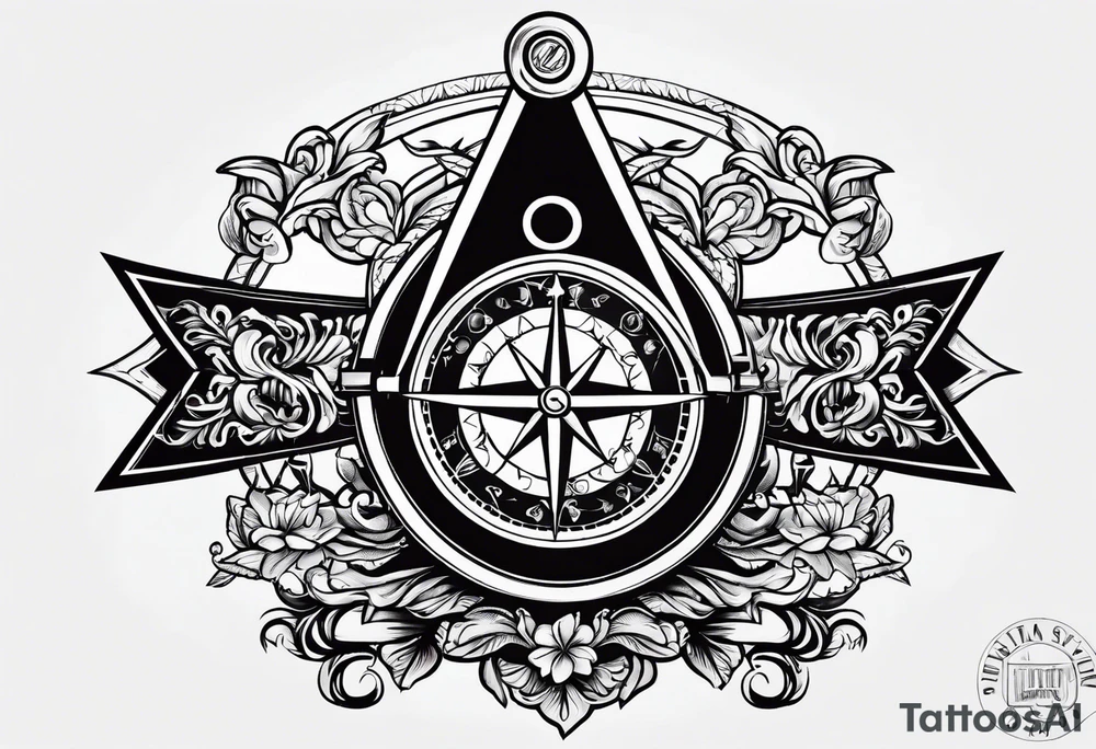 Square and compass masonry tattoo idea