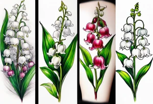 lily of the valley and asian bleeding heart flower tattoo idea