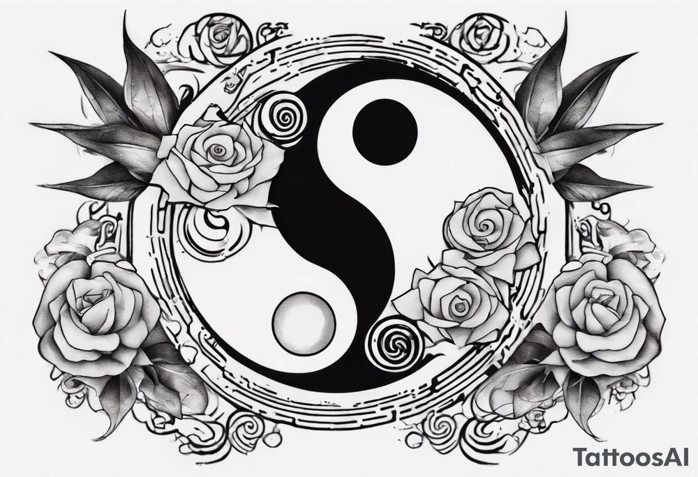 Rock with the style of ying and yang tattoo idea