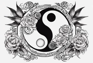 Rock with the style of ying and yang tattoo idea