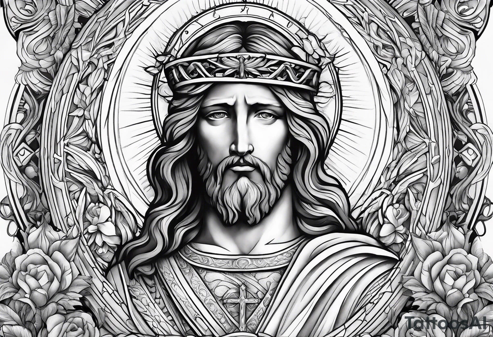 Archangels sleeve Jesus tattoo idea