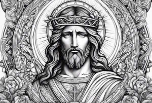 Archangels sleeve Jesus tattoo idea