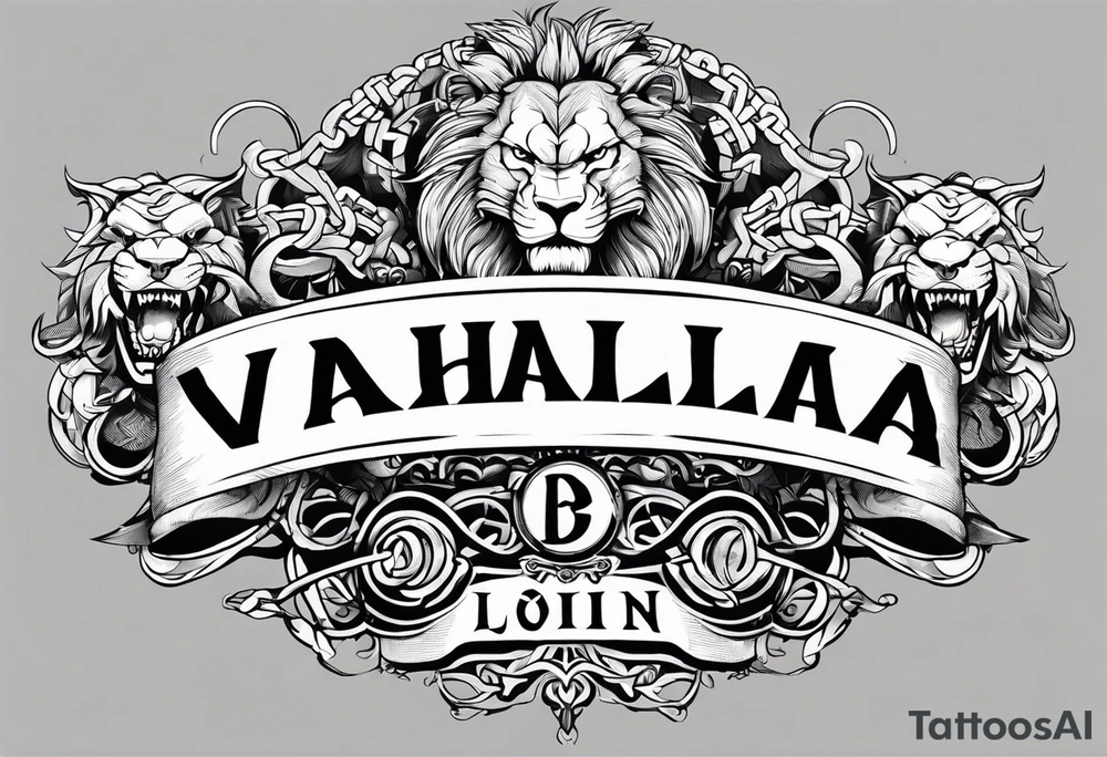 Valhalla  dragon  lion chains tattoo idea