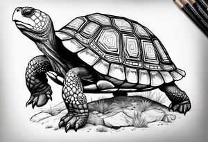 native american tortoise with the name sam incorporated into thje shell design tattoo idea