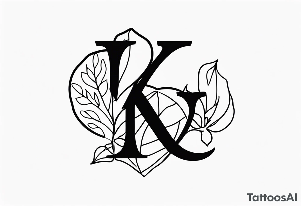 Stamp Tattoo with Initials K and J tattoo idea