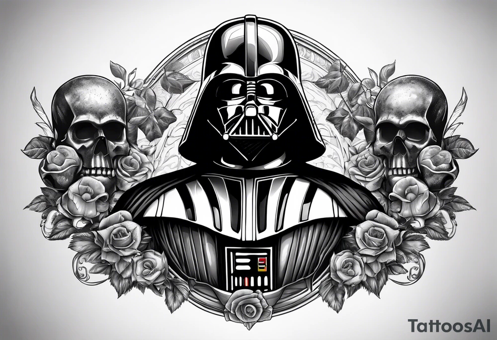 Darth Vader in Roman style with skulls tattoo idea