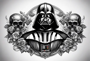Darth Vader in Roman style with skulls tattoo idea