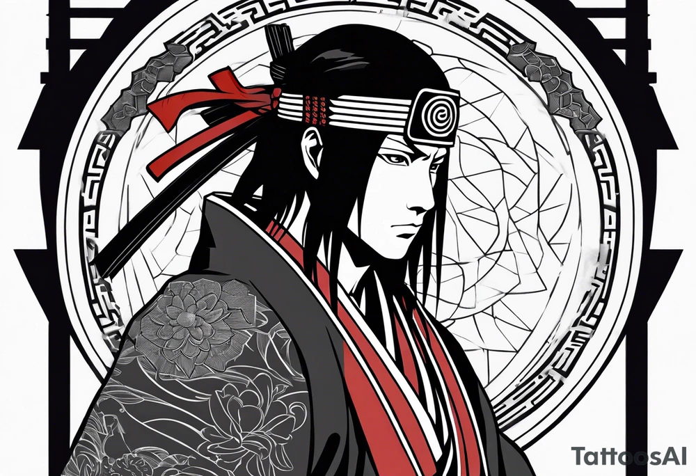 Itachi uchiha with samurai costume tattoo idea