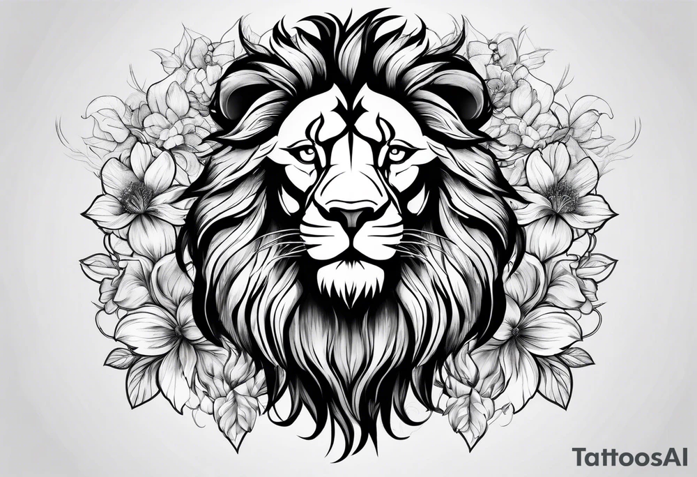 Lion, Blossom, Noble tattoo idea