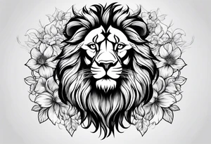 Lion, Blossom, Noble tattoo idea