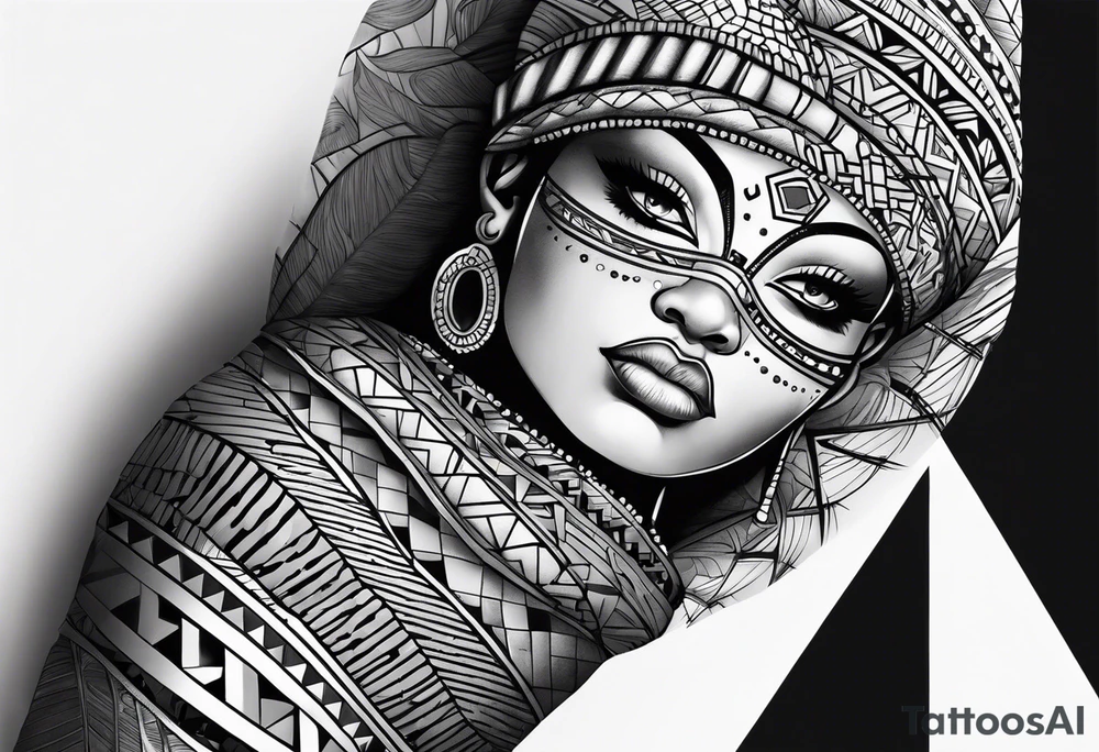 african, arm sleeve tattoo idea