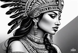 Aztec princess side profile tattoo idea