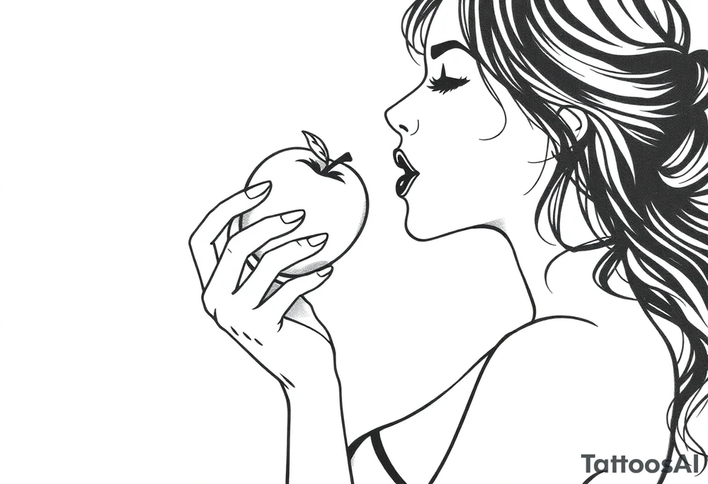 Beautiful  seductive woman eating an apple tattoo idea