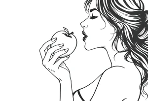 Beautiful  seductive woman eating an apple tattoo idea