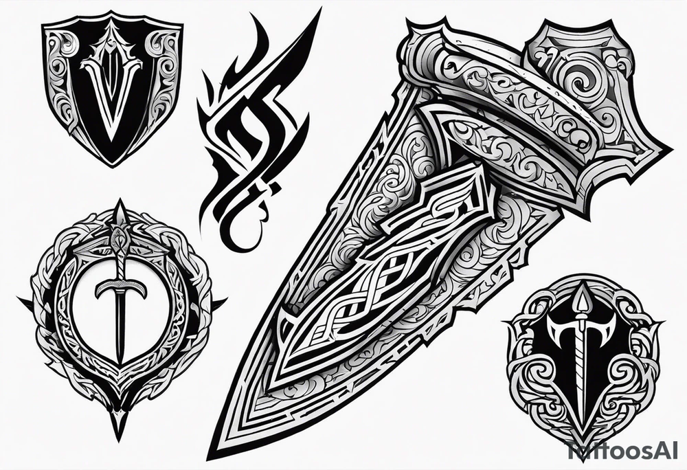 Valhalla sword shield tattoo idea