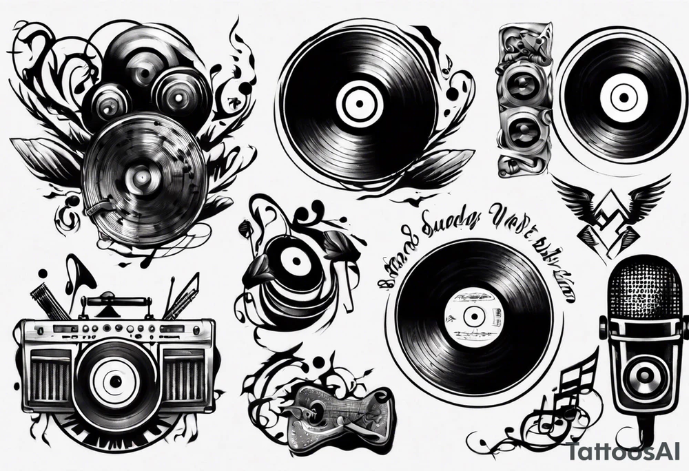sound music vinyl tattoo idea