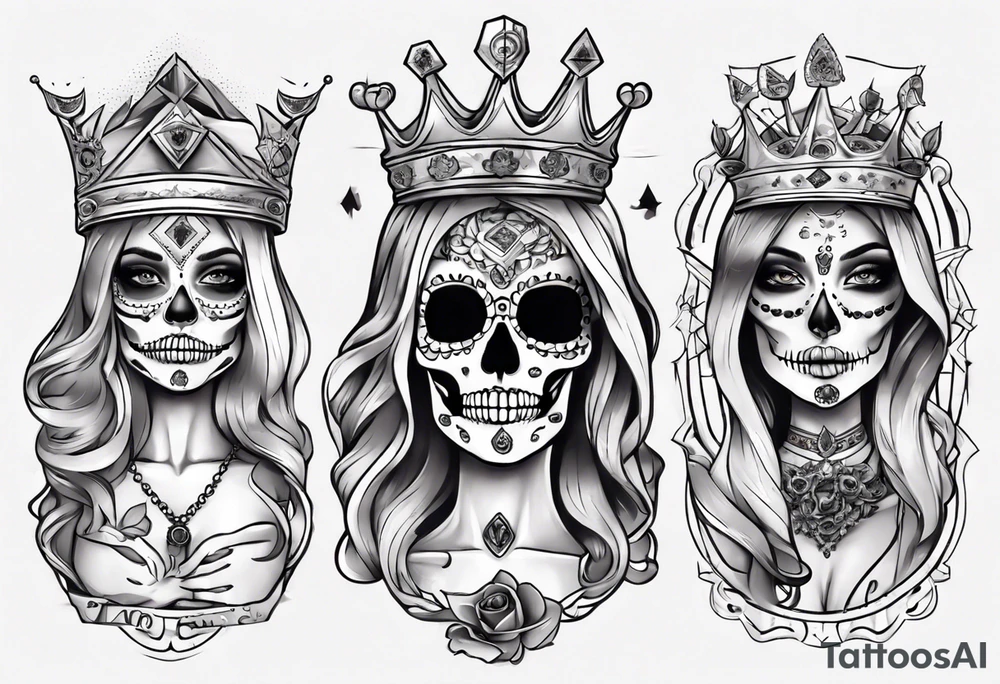 santa la muerta with money and crown
on the card tattoo idea