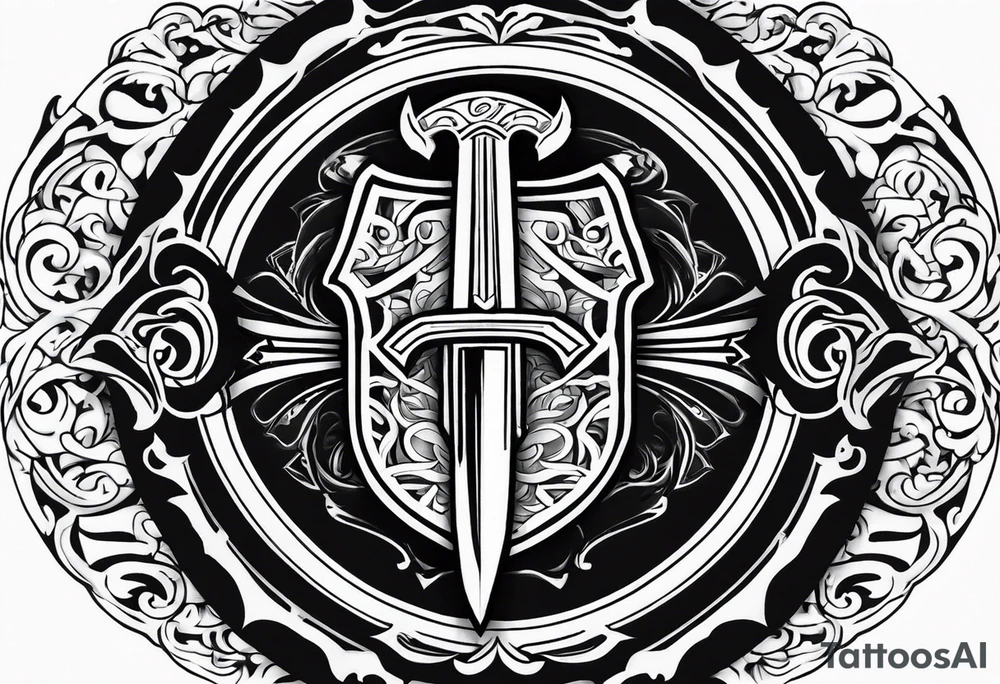 Valhalla sword round shield tattoo idea
