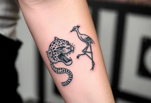 Snake tiger crane and monkey tattoo idea
