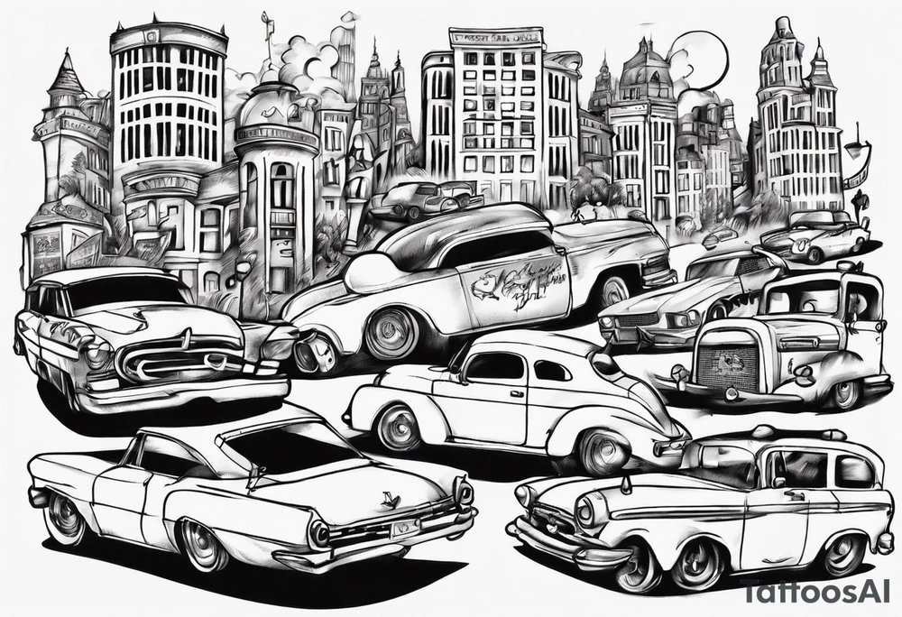 driving around in the city tattoo idea