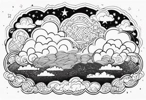clouds with stars tattoo idea