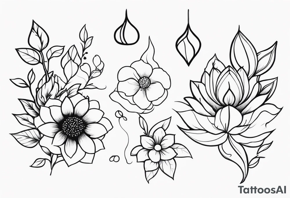 ornaments of flowers tattoo idea