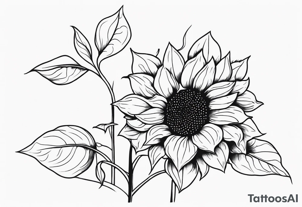 standing sunflower tattoo idea