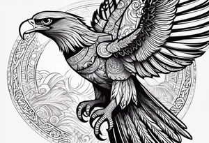 Half polynesian tribal tattoo and an angel in bicep, a phillippine eagle and lapu lapi tattoo idea