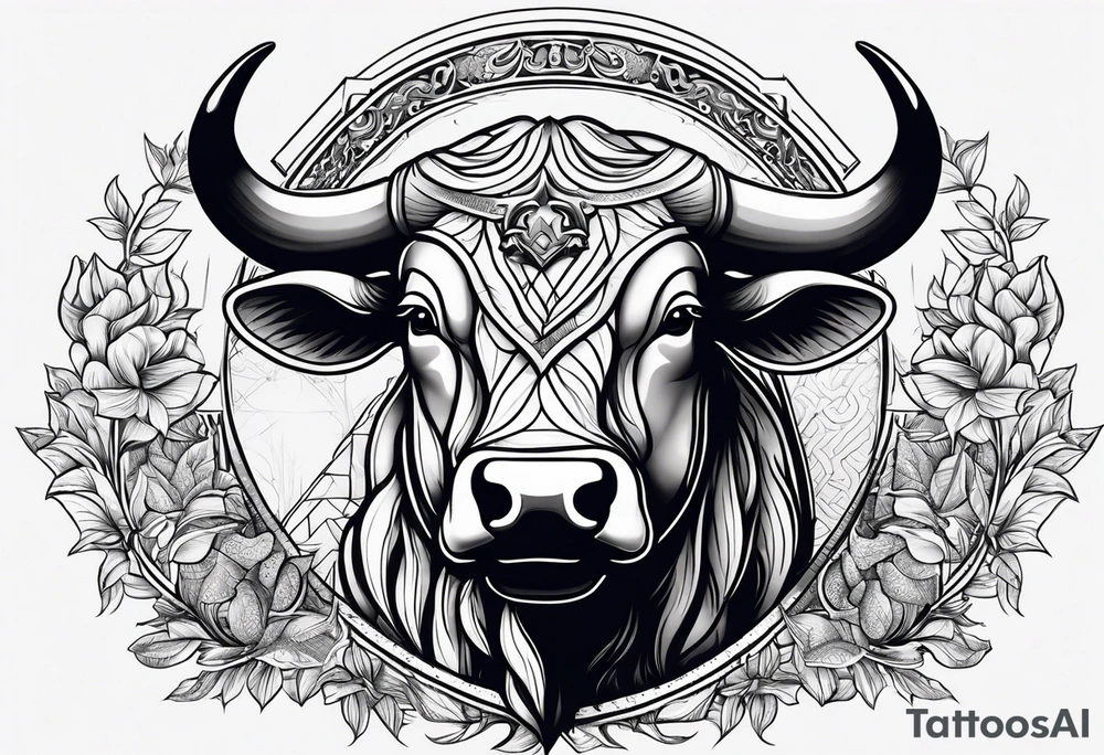 Show me images of a tattoo writing out fraternitis vinculum and a bull from the Latin triumvirate tattoo idea