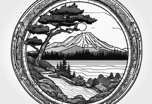 A circle with a map of Whidbey Island inside of it. tattoo idea