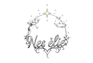 Liviana 
Noélie 
ces noms 
sous un arc en ciel pas fini tattoo idea