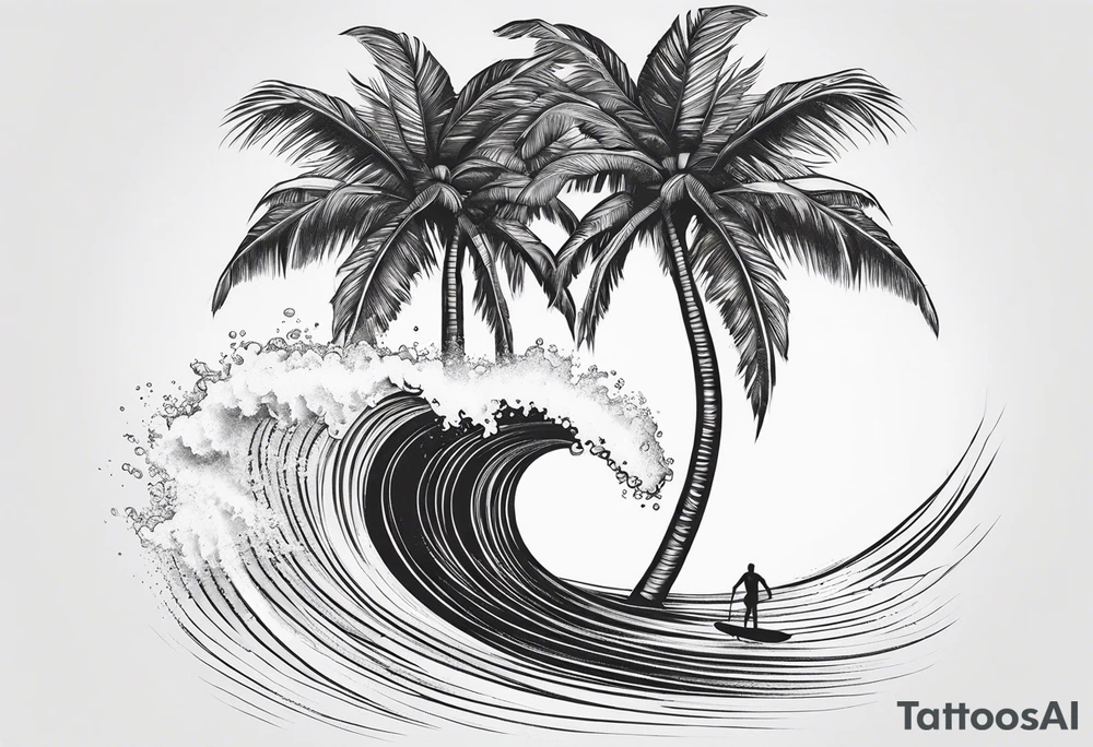 Palm tree, surfing tattoo idea