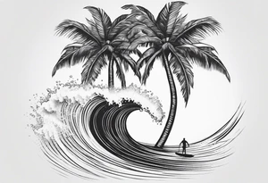 Palm tree, surfing tattoo idea