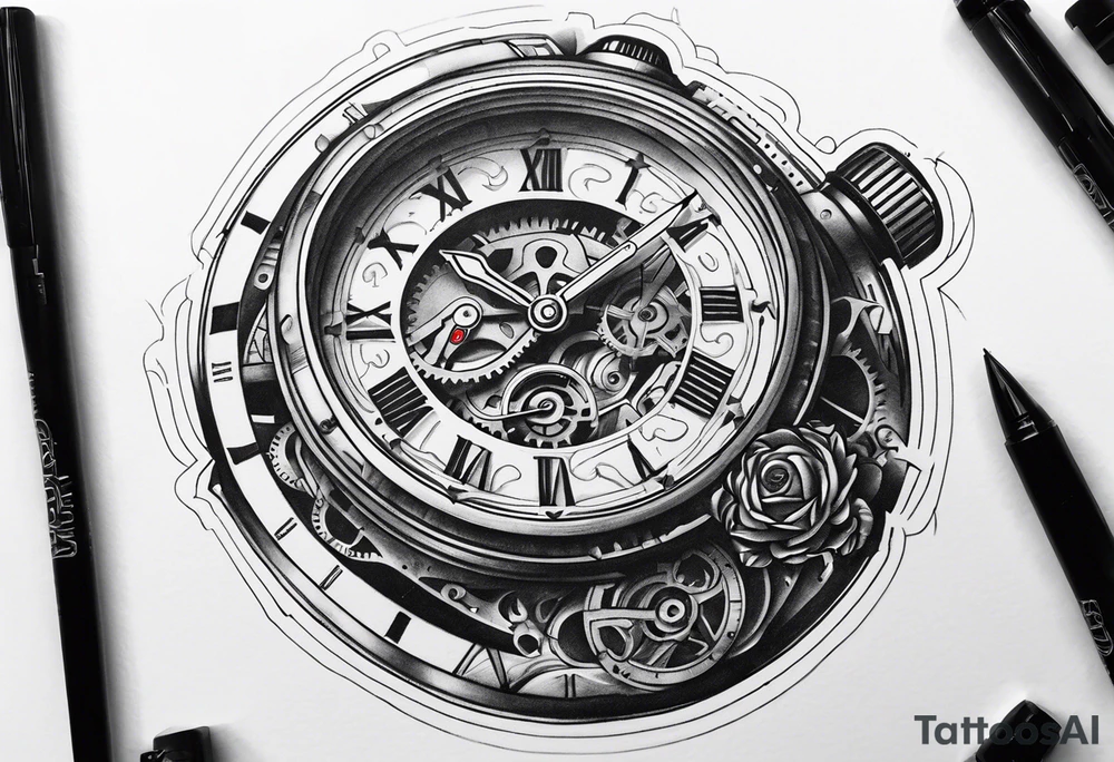A mechanical watch face tattoo idea