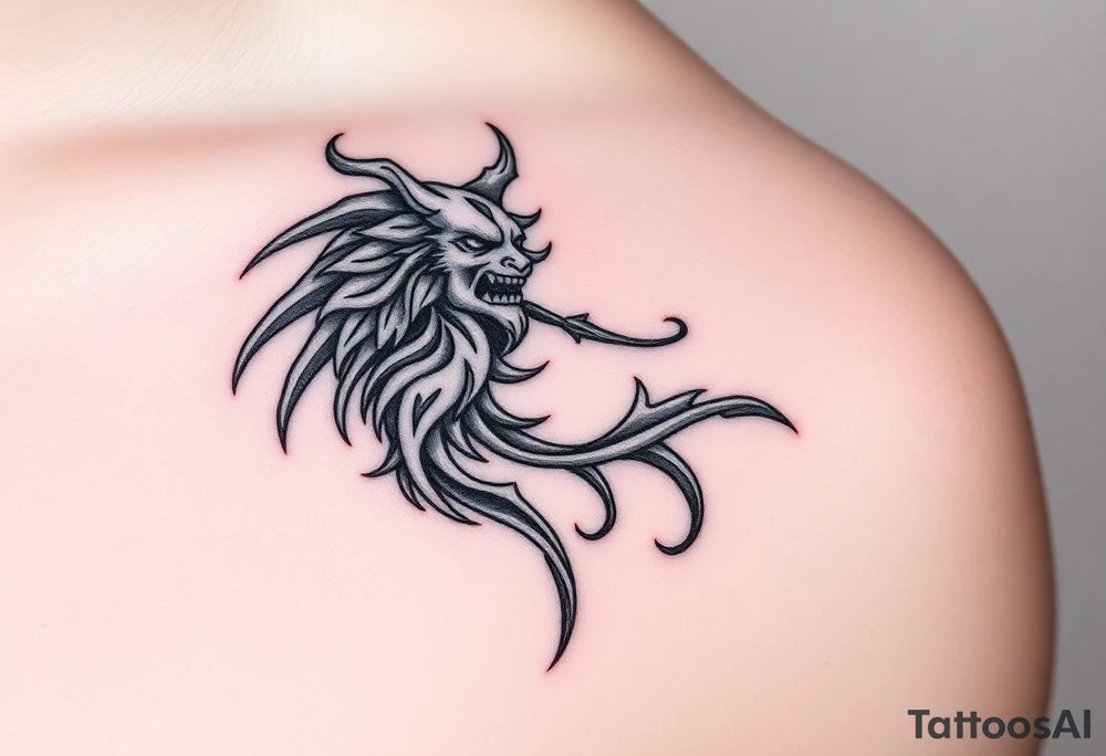 Tribal greek mythology themed tattoo idea