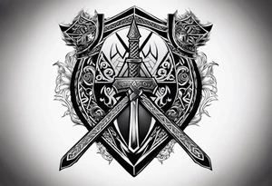 Valhalla shield valknut sword axe flame tattoo idea